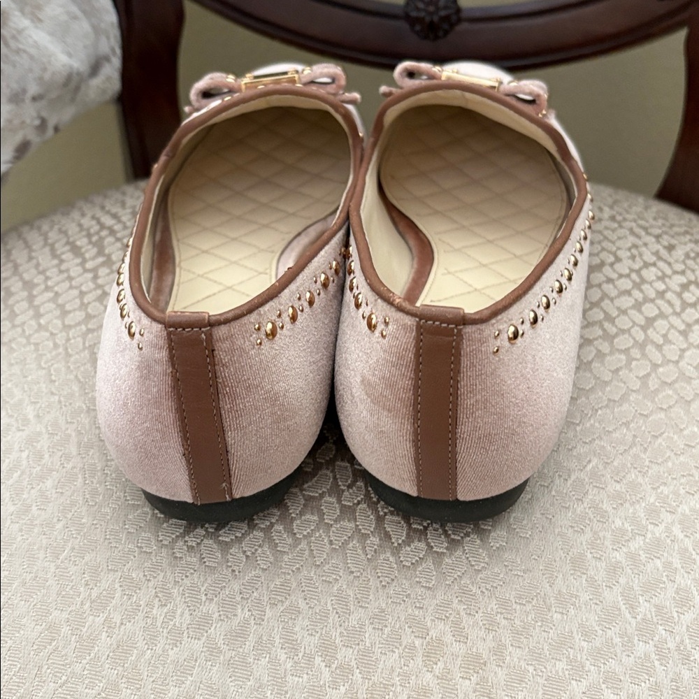Cole Haan Grand OS Blush Velvet Loafers with Studded Bow Style Tali worn once - Picture 6 of 9